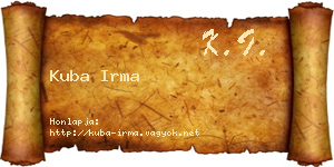 Kuba Irma névjegykártya